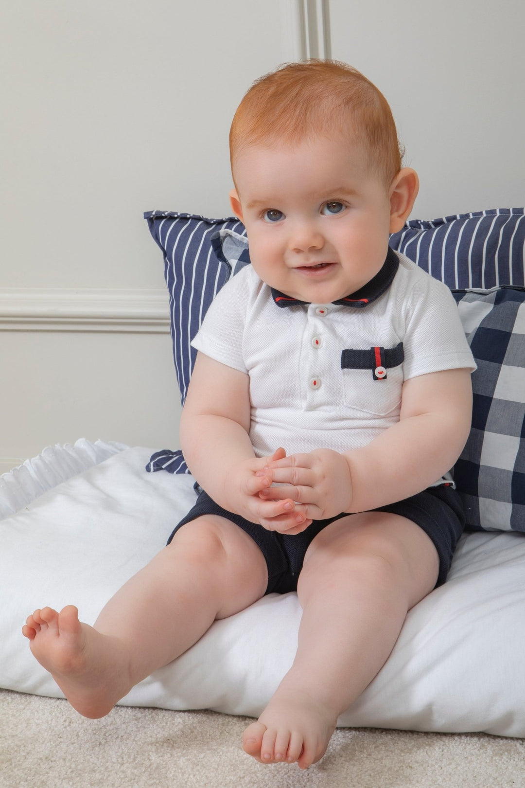 Patachou "Lawson" Navy & Red Polo Shirt & Shorts - Millie and John