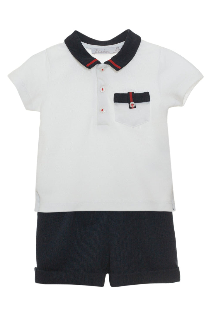 Patachou "Lawson" Navy & Red Polo Shirt & Shorts - Millie and John