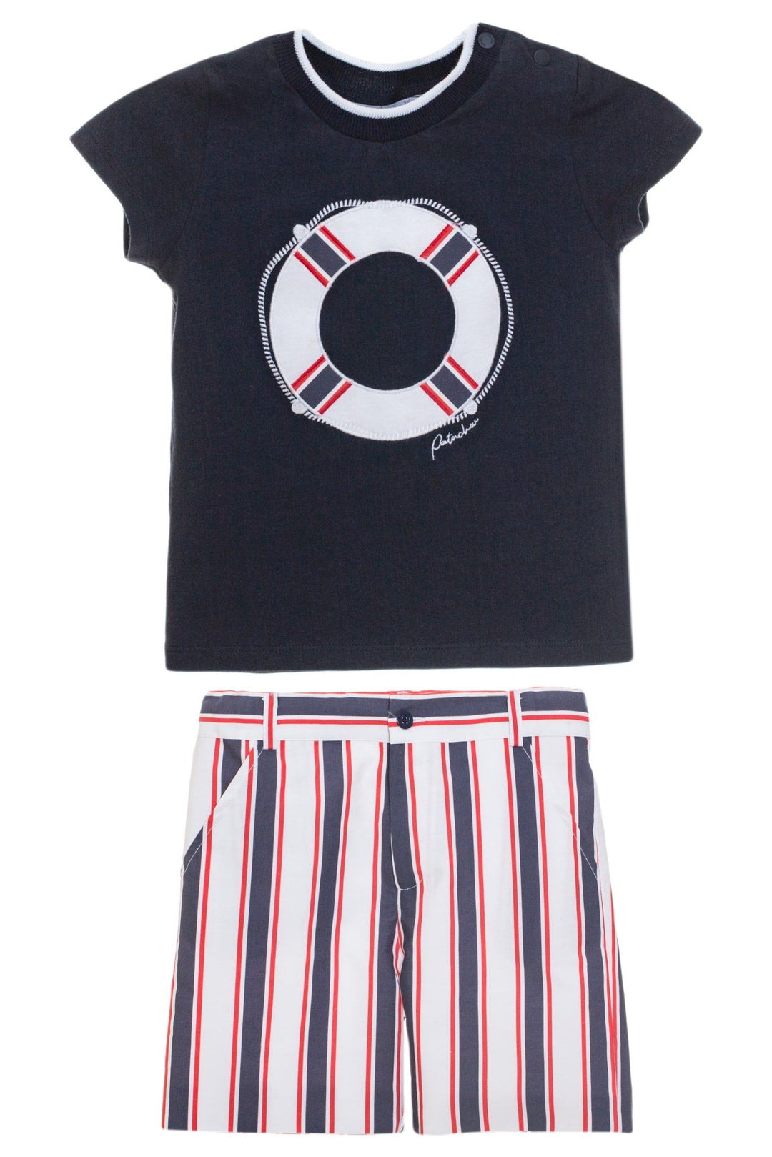 Patachou "Preston" Navy T-Shirt & Striped Shorts - Millie and John