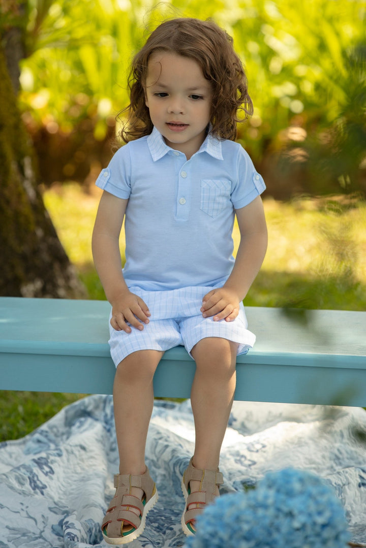 Patachou "Travis" Blue Polo Shirt & Shorts - Millie and John