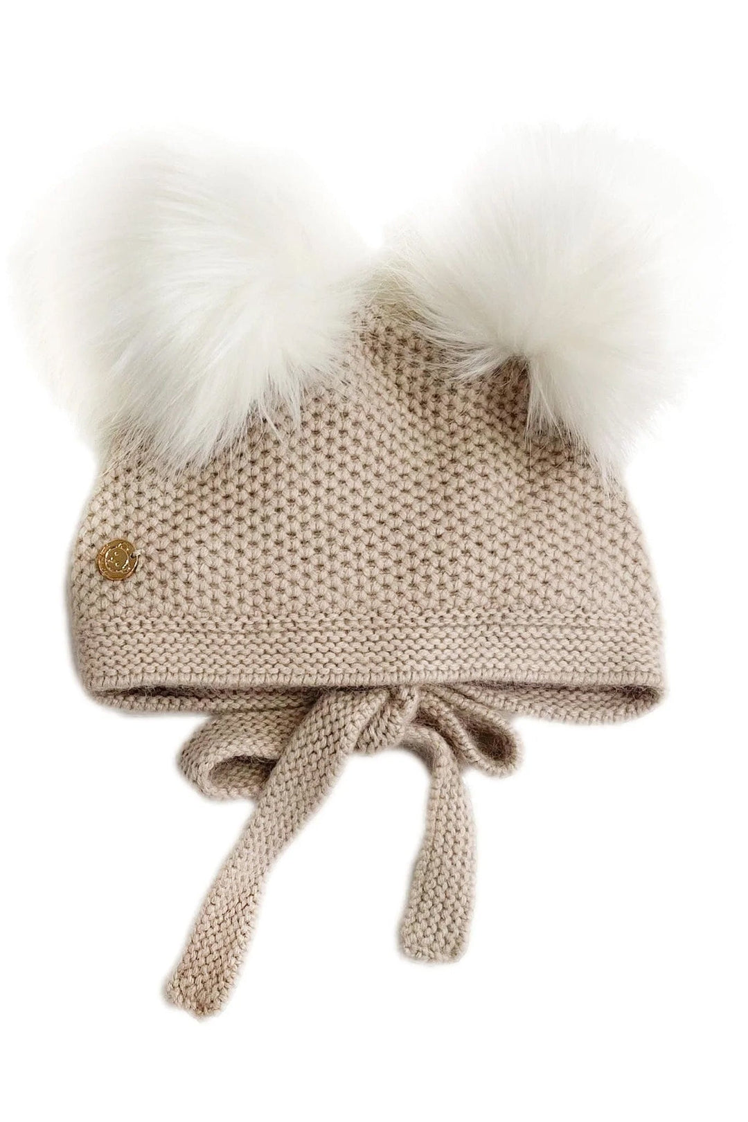 Petite Maison Beige Cashmere Faux Fur Pom Pom Bonnet - Millie and John