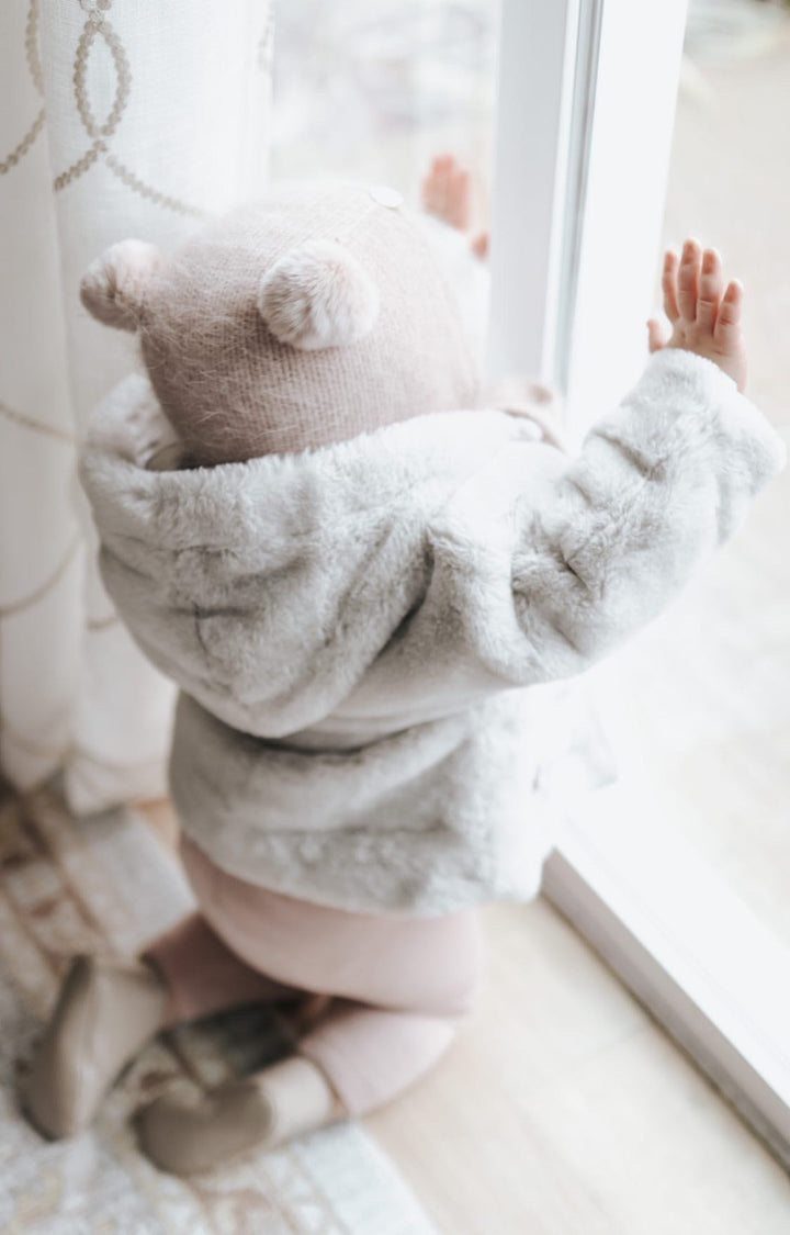 Petite Maison Dusky Pink Cashmere Teddy Hat - Millie and John