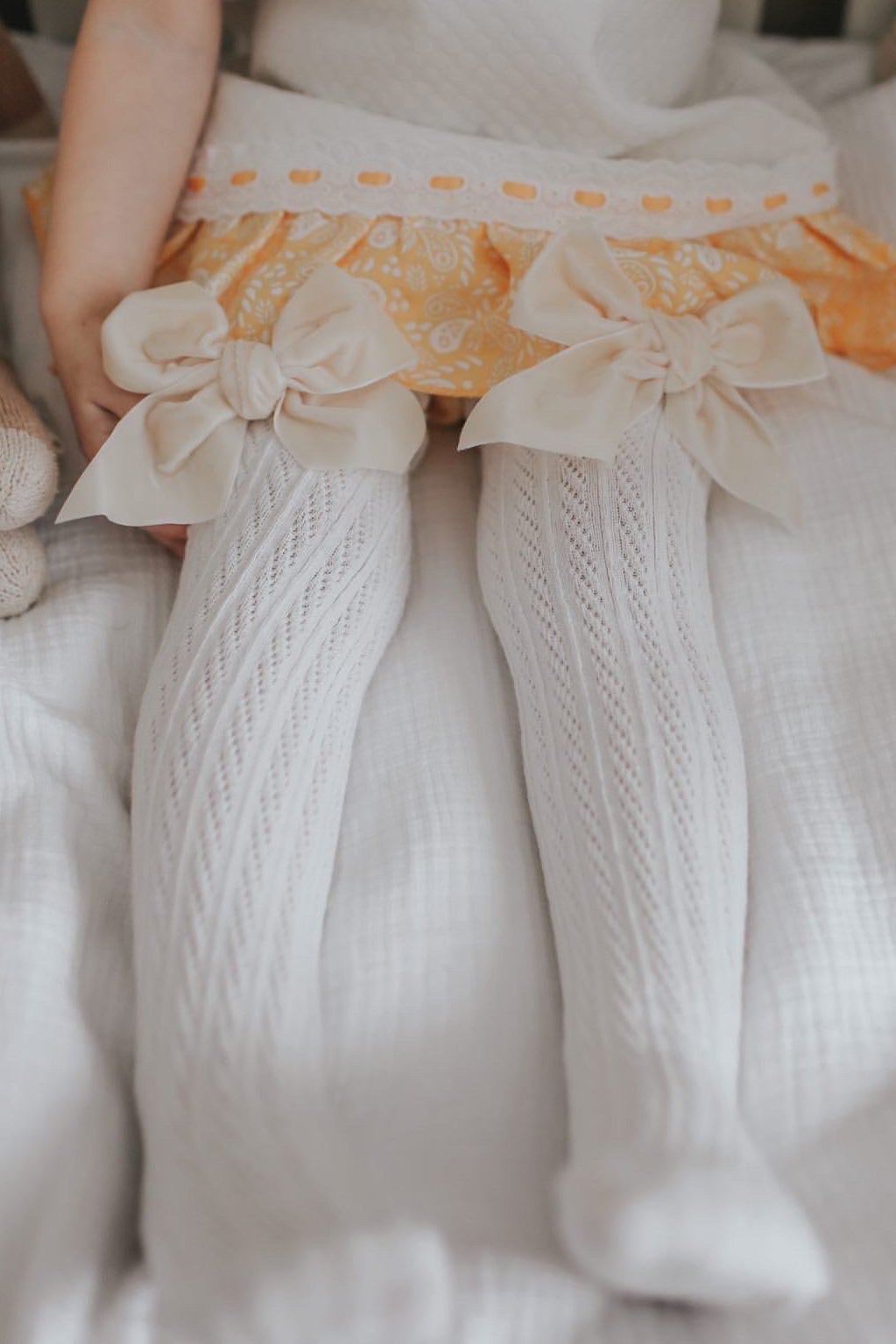 Petite Maison Knee High Velvet Bow Socks - Millie and John