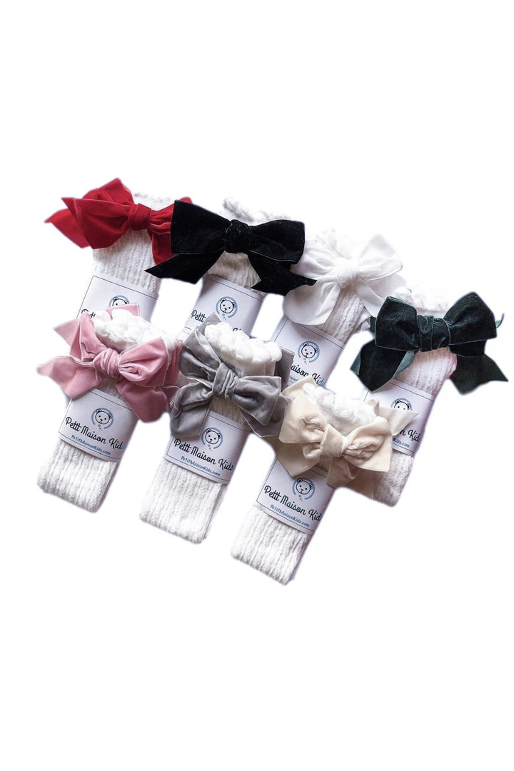 Petite Maison Knee High Velvet Bow Socks - Millie and John