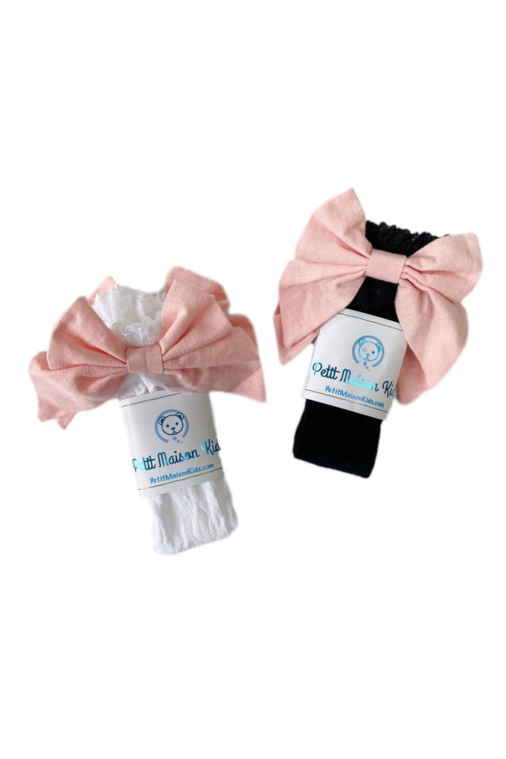 Petite Maison "Lola" Lace Linen Bow Socks - Millie and John