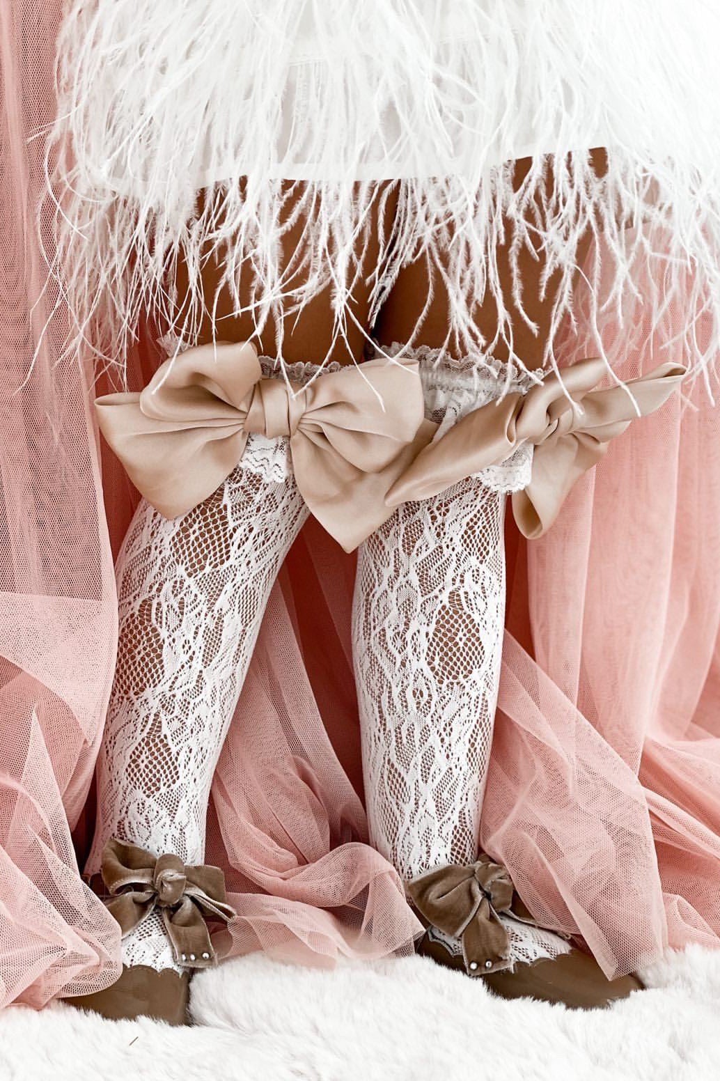 Petite Maison "Lola" Lace Satin Bow Socks - Millie and John