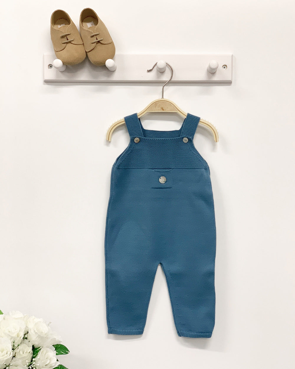 Granlei Petrol Blue Knitted Dungarees | Millie and John