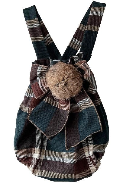 Phi "Ayla" Dark Teal & Brown Tartan Shortie - Millie and John