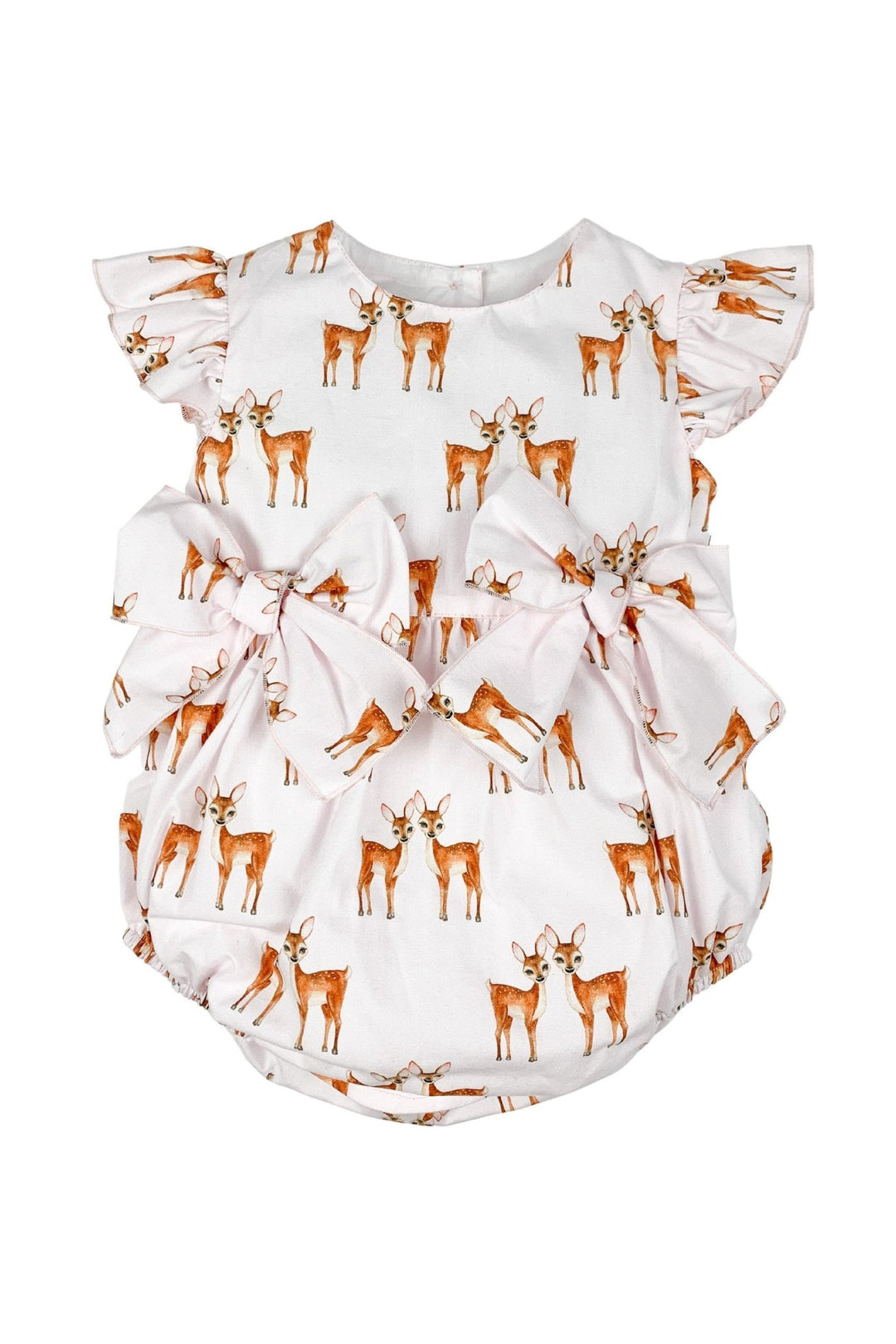 Phi "Bambi" Pink Deer Print Romper - Millie and John