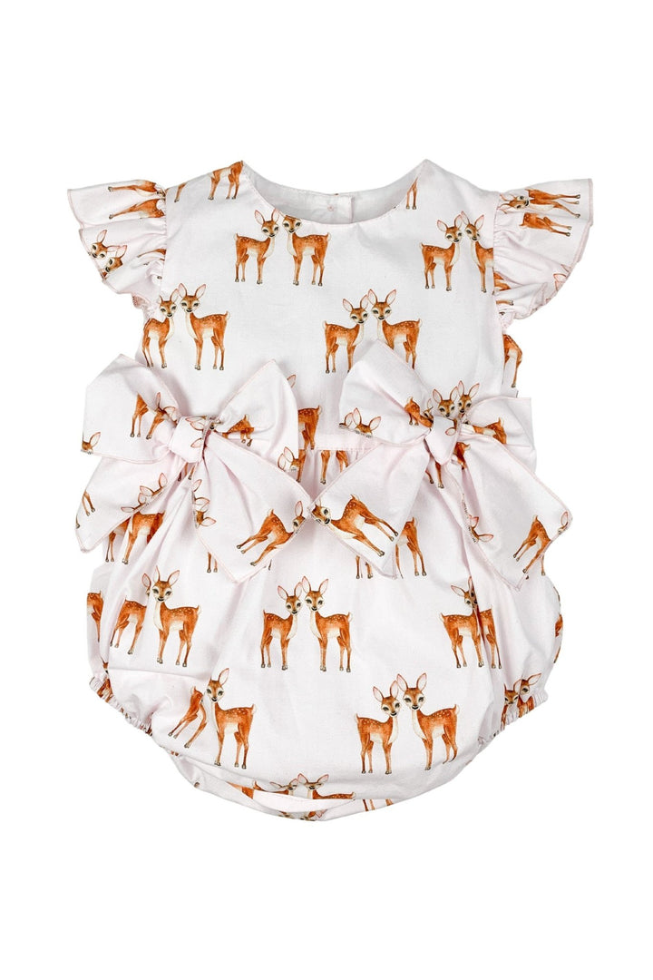 Phi "Bambi" Pink Deer Print Romper - Millie and John