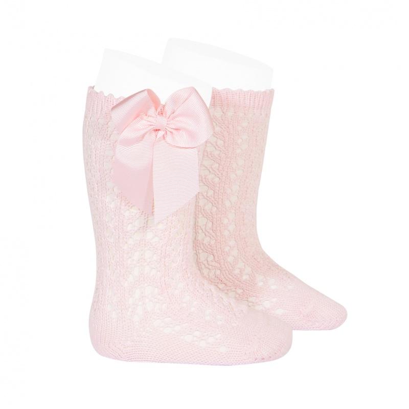 Condor Pink Lace Openwork Bow Socks | Millie and John