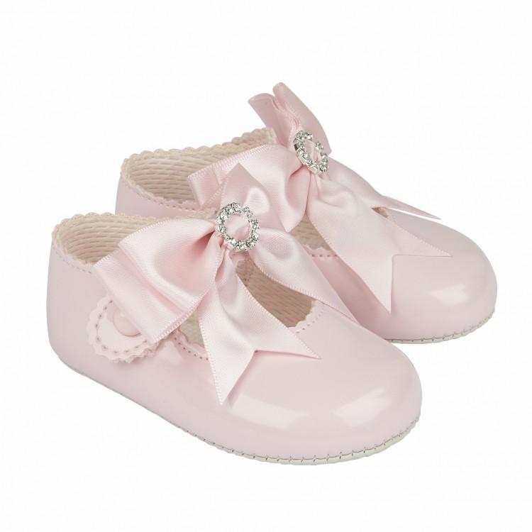 Baypods Pink Large Bow Diamanté Soft Sole Shoe | Millie and John