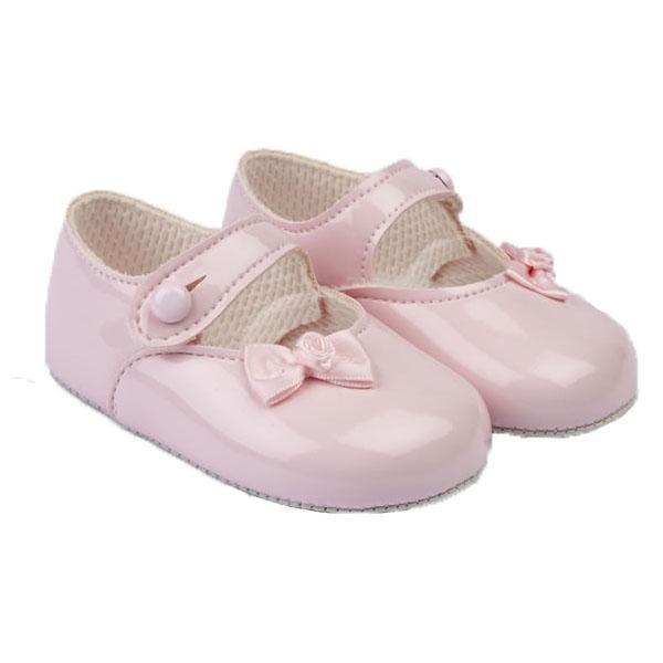 Baypods Pink Patent Rose Bow Soft Sole Shoes | Millie and John