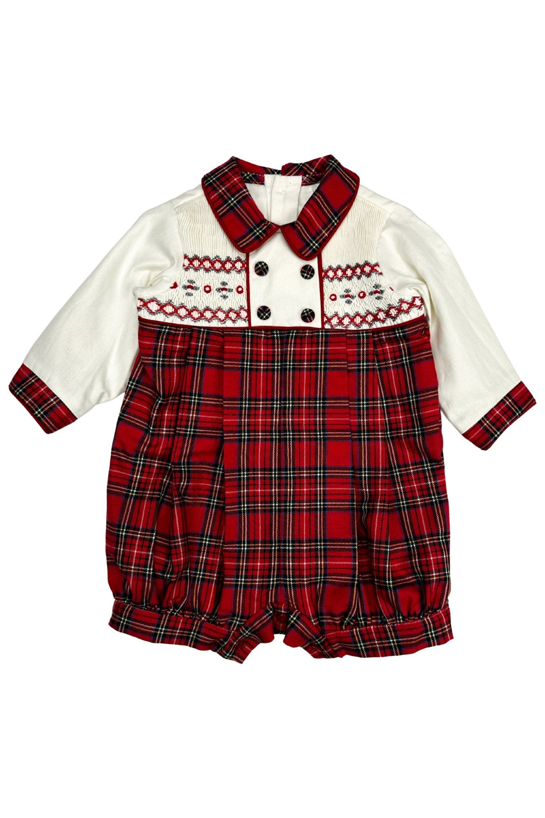 Pretty Originals "Abbott" Red Tartan Smocked Romper - Millie and John