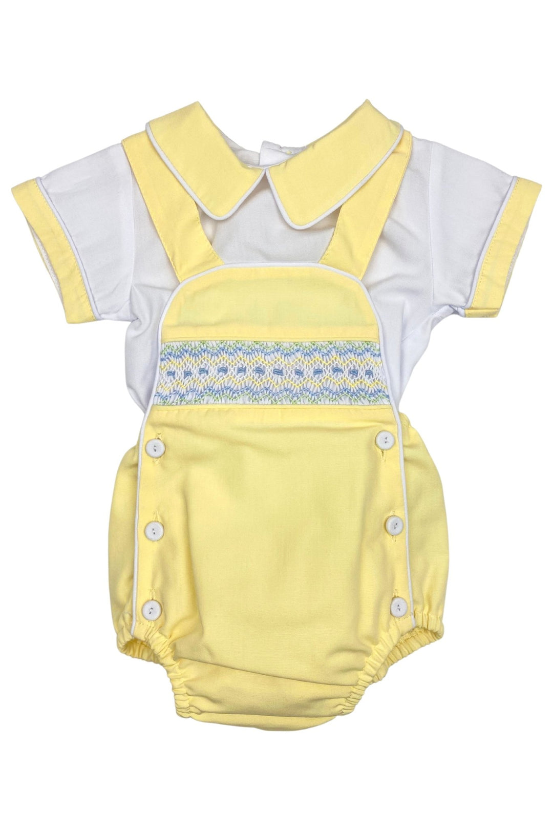 Pretty Originals "Diego" Lemon Smocked Dungaree Romper Set - Millie and John