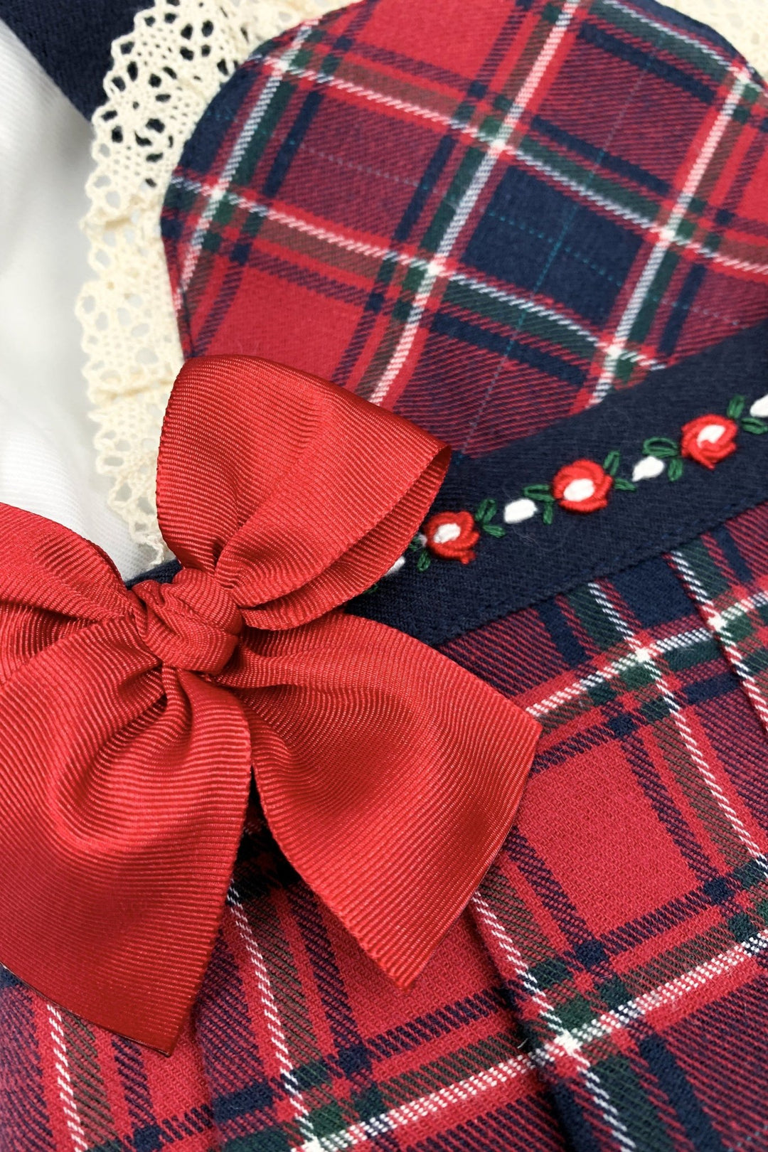 Pretty Originals "Felicity" Navy & Red Tartan Dungaree Romper Set - Millie and John