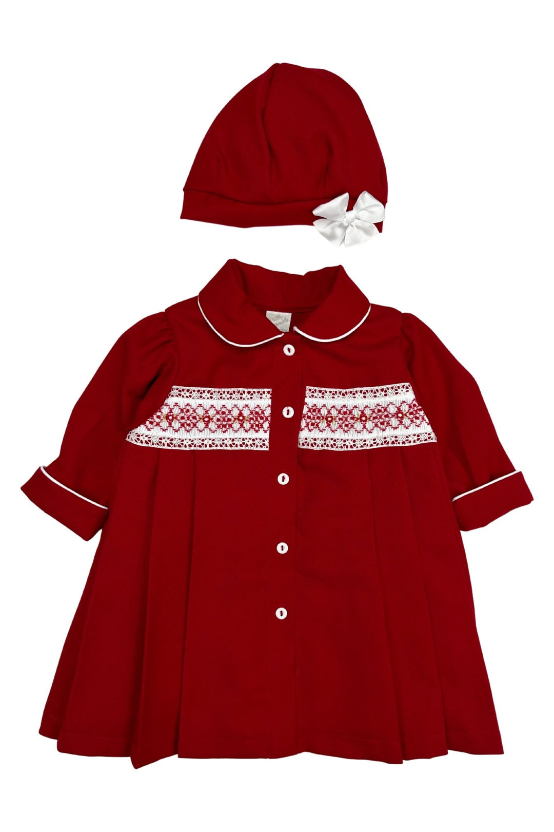 Pretty Originals "Gabrielle" Red Smocked Coat & Hat - Millie and John