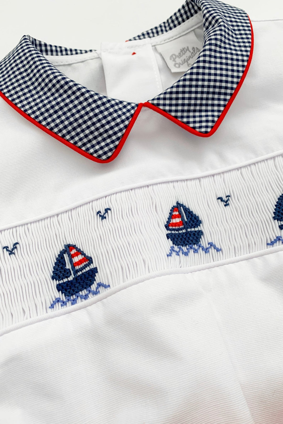 Pretty Originals "Remington" Red & Navy Smocked Sailboat Shirt & Shorts - Millie and John