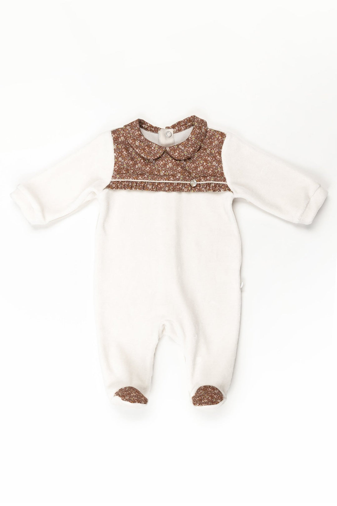 Pureté du Bebe "Amalia" Brown Floral Velour Sleepsuit - Millie and John