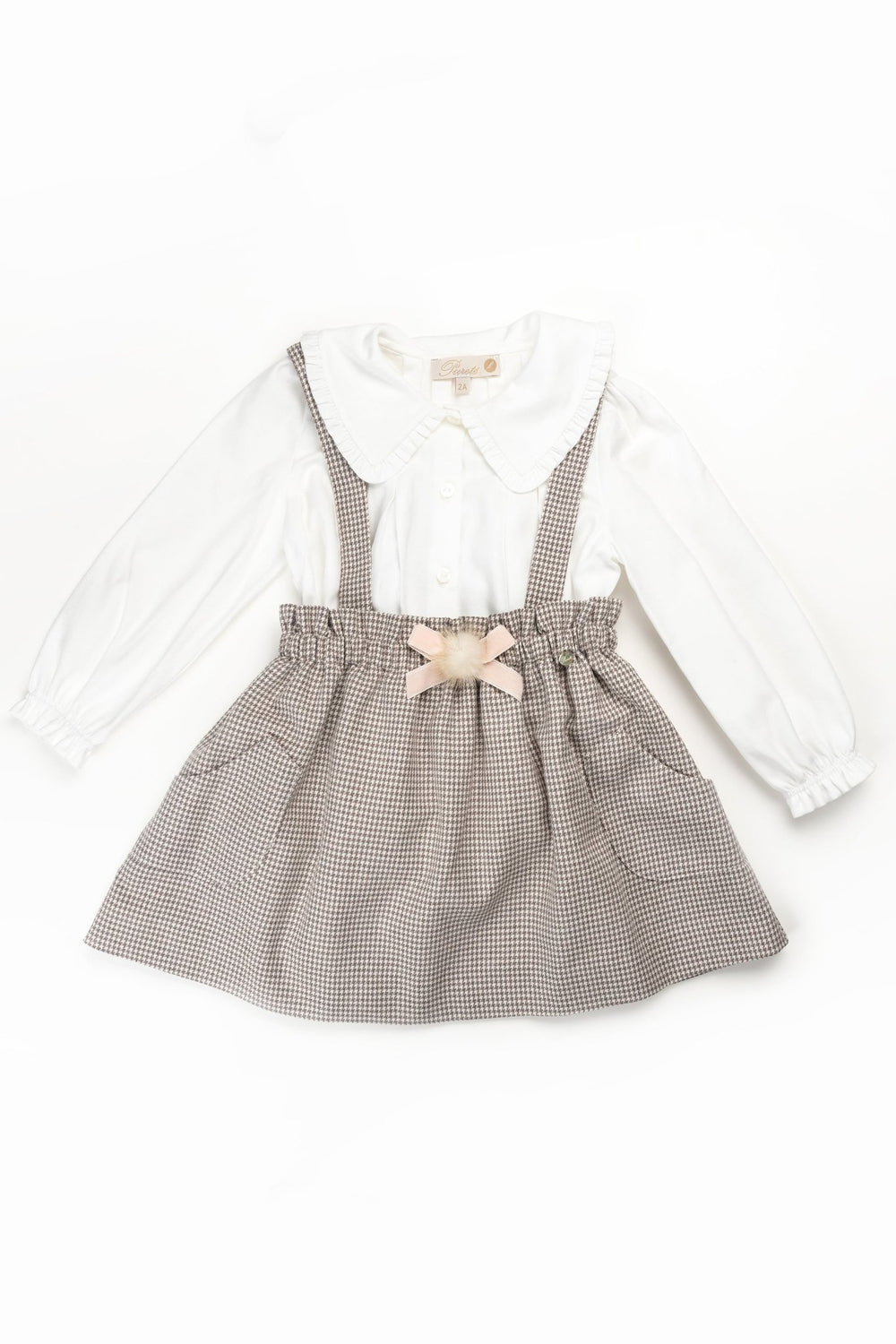 Pureté du Bebe "Autumn" Brown Houndstooth Skirt & Blouse - Millie and John