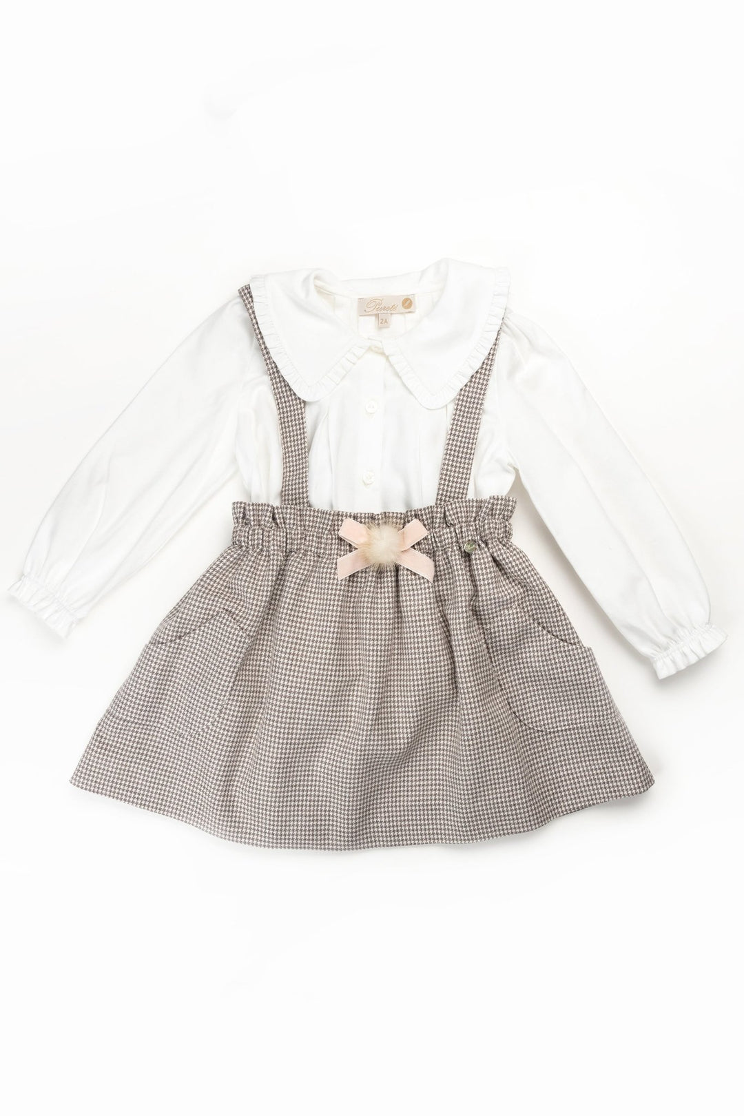 Pureté du Bebe "Autumn" Brown Houndstooth Skirt & Blouse - Millie and John