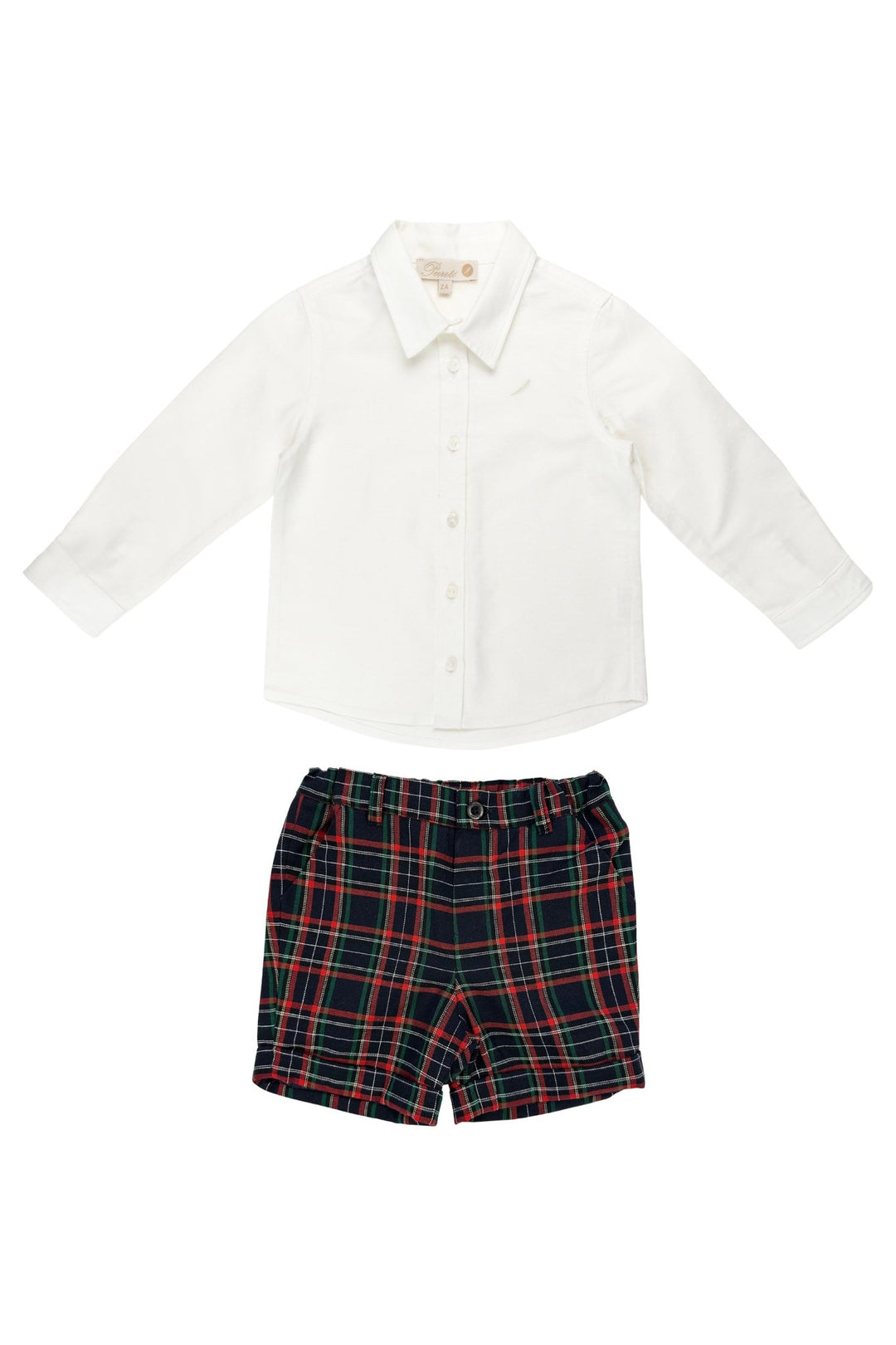 Pureté du Bebe "Walter" White Shirt & Navy Tartan Shorts - Millie and John