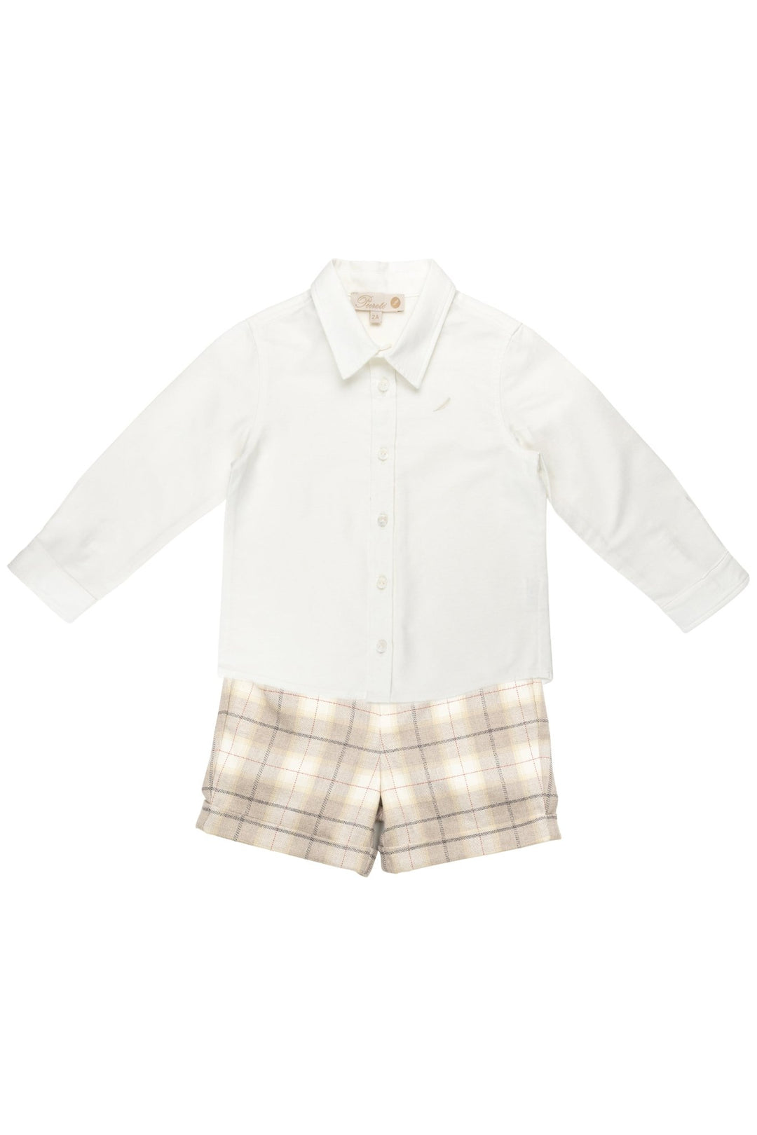 Pureté du Bebe "Zayn" Shirt & Stone Tartan Shorts - Millie and John