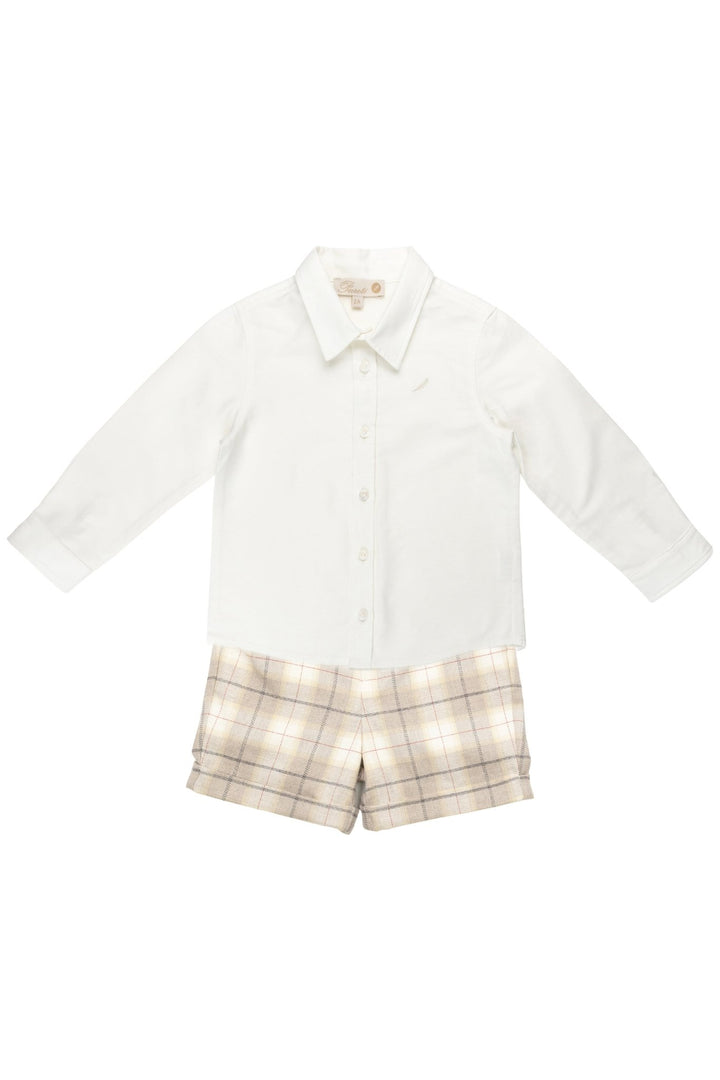Pureté du Bebe "Zayn" Shirt & Stone Tartan Shorts - Millie and John