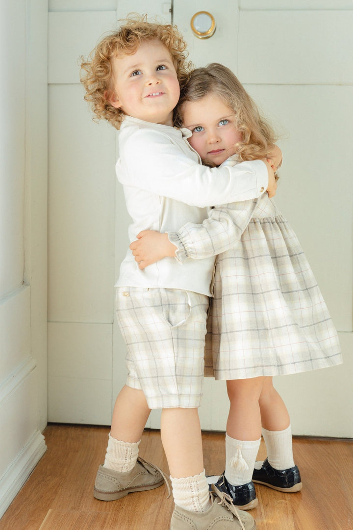 Pureté du Bebe "Zayn" Shirt & Stone Tartan Shorts - Millie and John