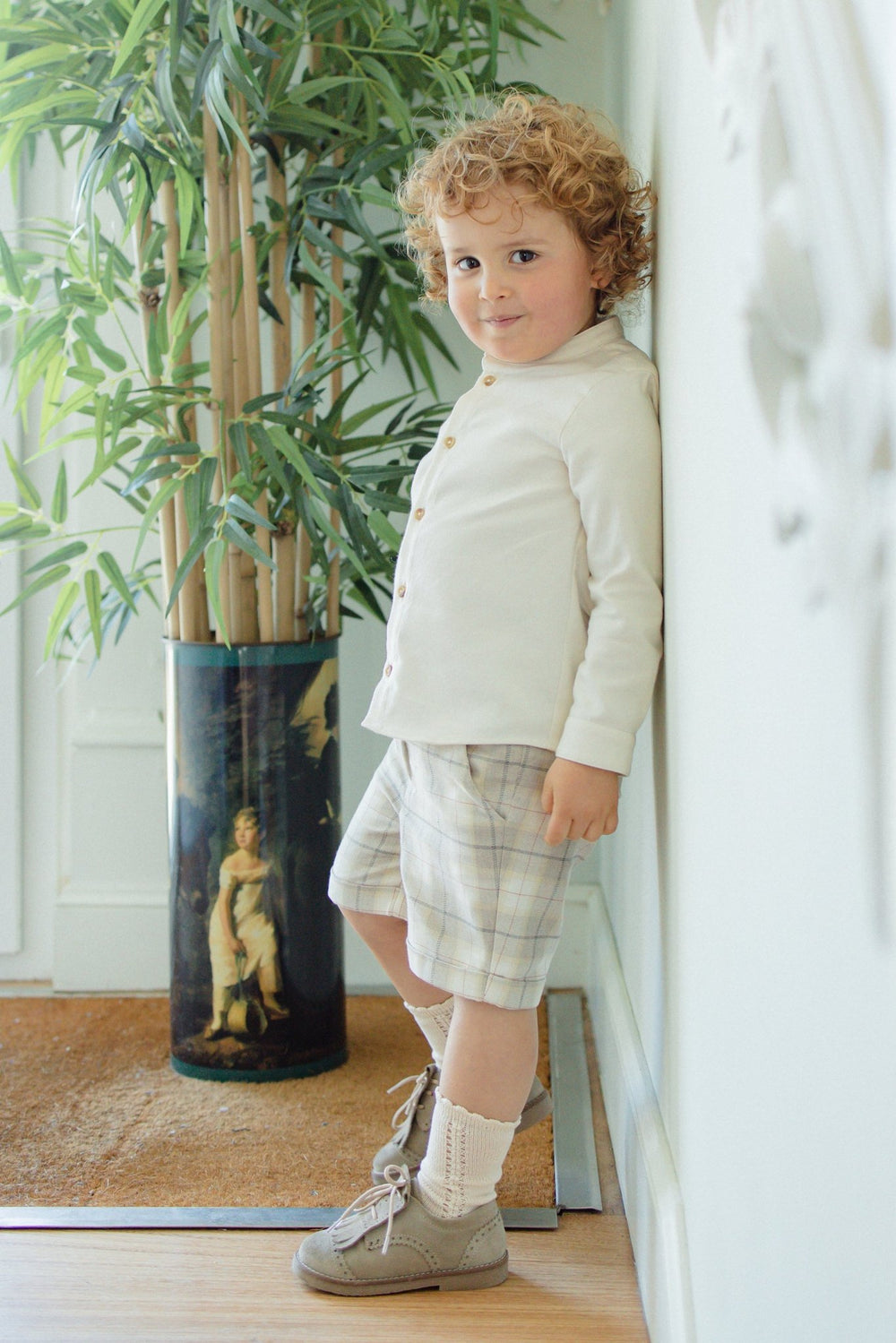 Pureté du Bebe "Zayn" Shirt & Stone Tartan Shorts - Millie and John