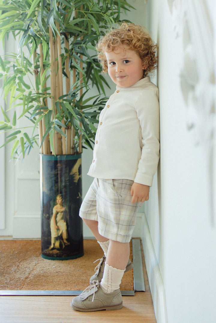 Pureté du Bebe "Zayn" Shirt & Stone Tartan Shorts - Millie and John