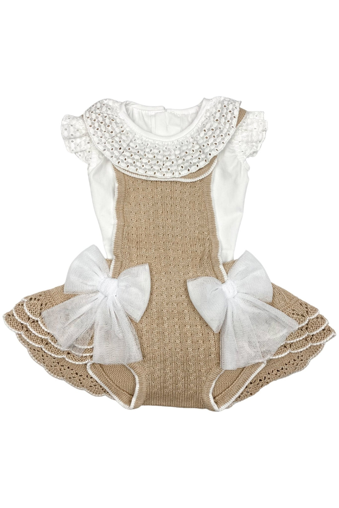 Rahigo "Clara" Camel Knit Dungaree Romper Set - Millie and John