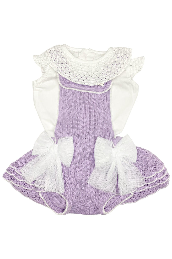 Rahigo "Clara" Lilac Knit Dungaree Romper Set - Millie and John