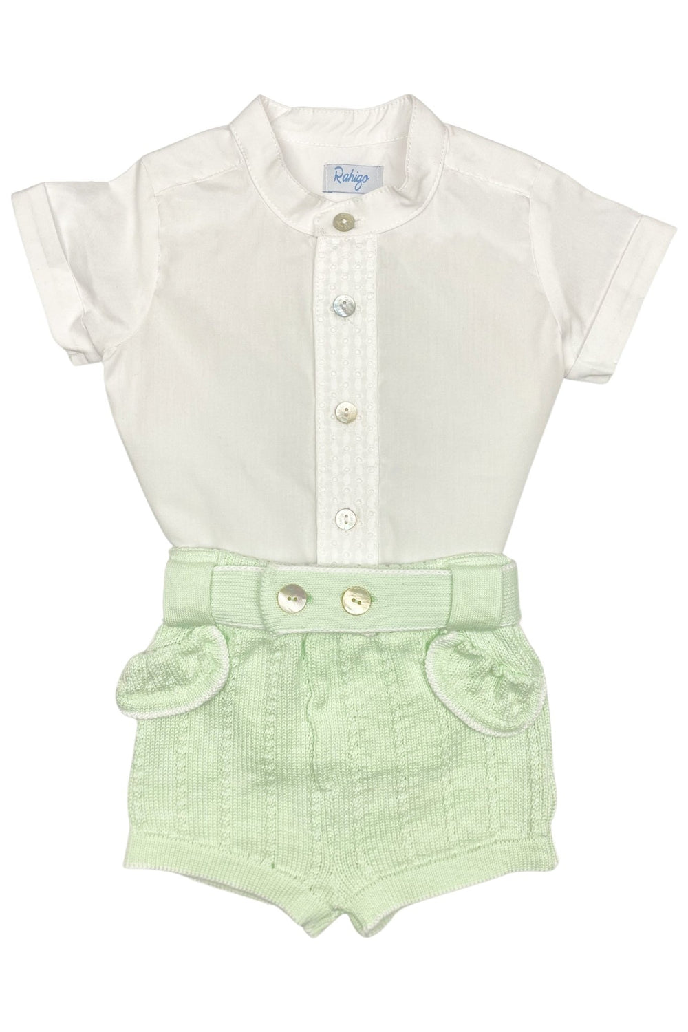 Rahigo "Jude" Mint Knit Cardigan, Shirt & Shorts - Millie and John