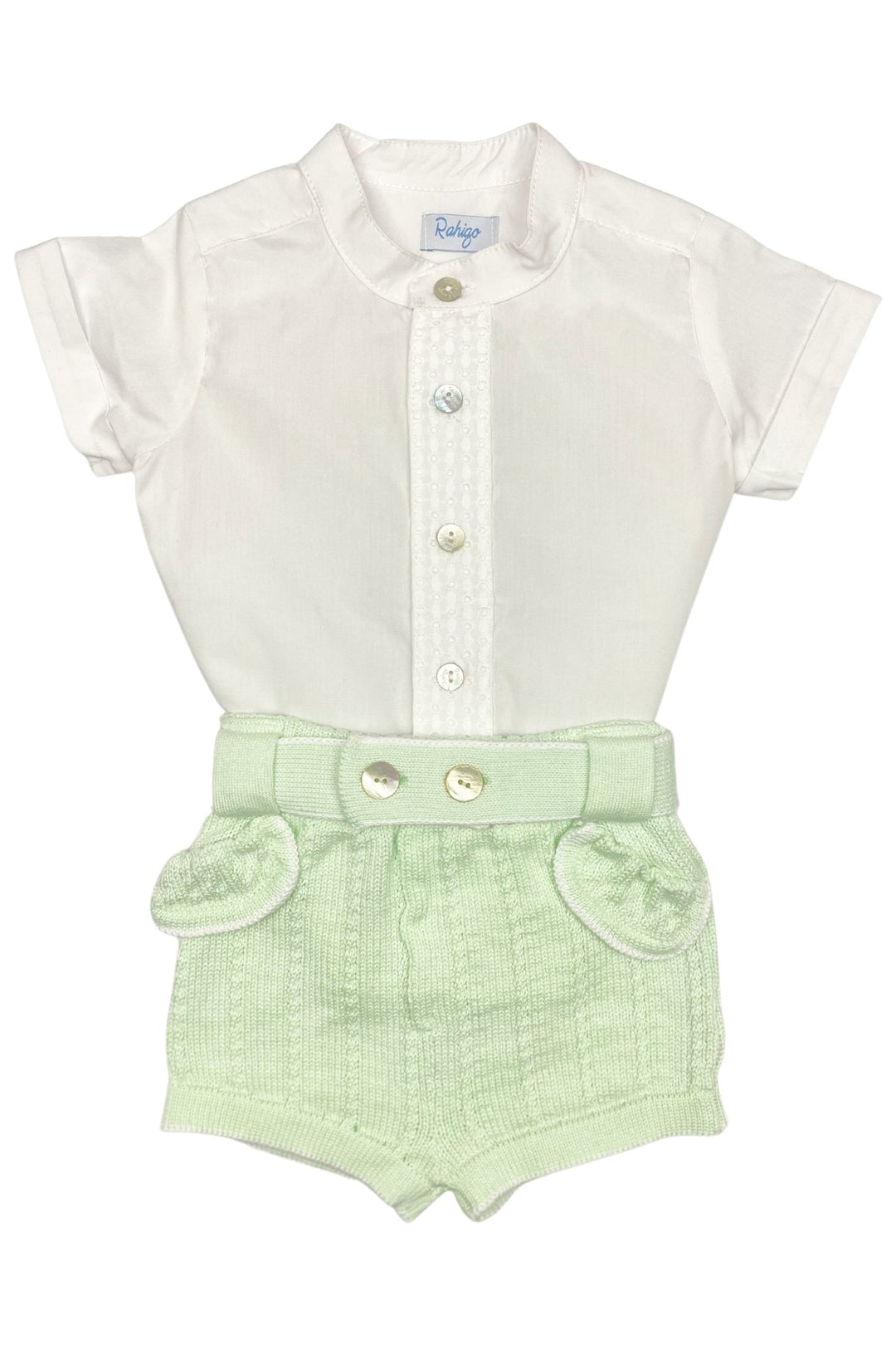 Rahigo "Jude" Mint Knit Cardigan, Shirt & Shorts - Millie and John