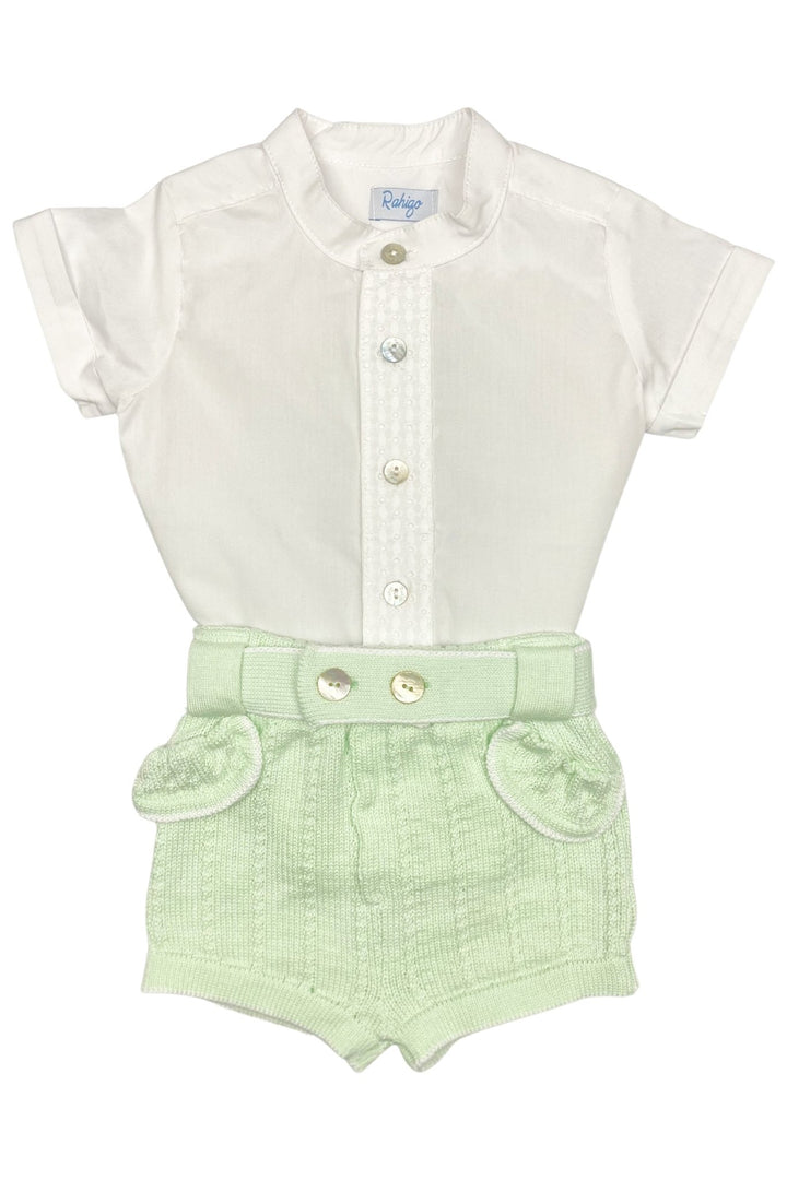 Rahigo "Jude" Mint Knit Cardigan, Shirt & Shorts - Millie and John