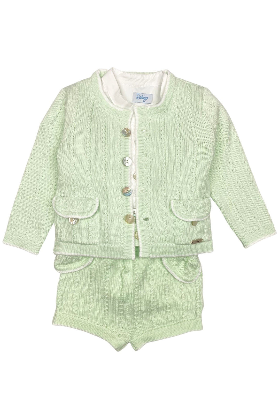 Rahigo "Jude" Mint Knit Cardigan, Shirt & Shorts - Millie and John