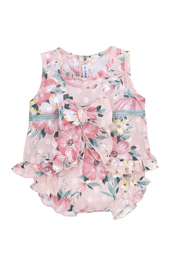Calamaro Excellentt "Raiella" Pink Floral Blouse & Bloomers | Millie and John