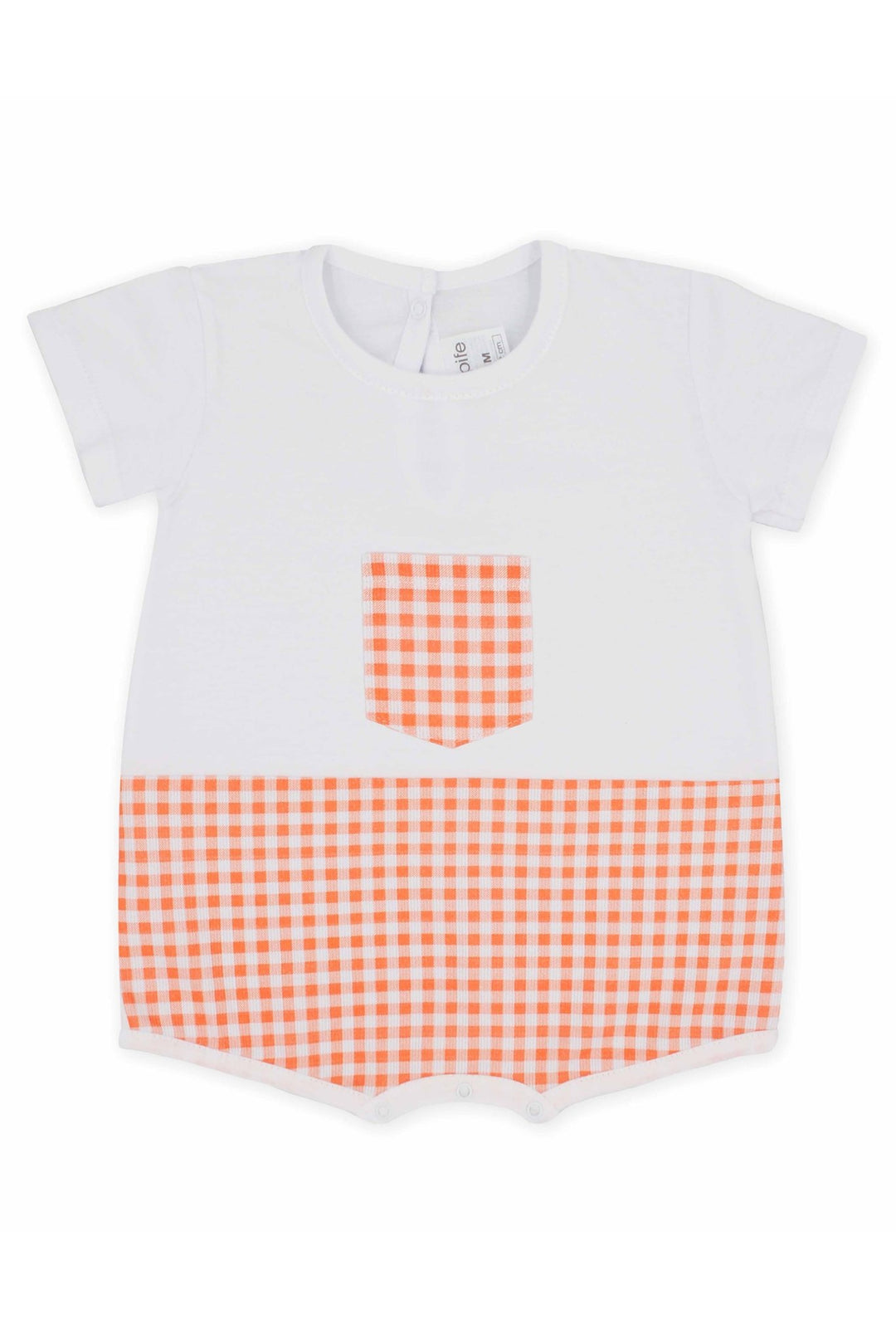 Rapife "Andy" Orange Gingham Romper - Millie and John