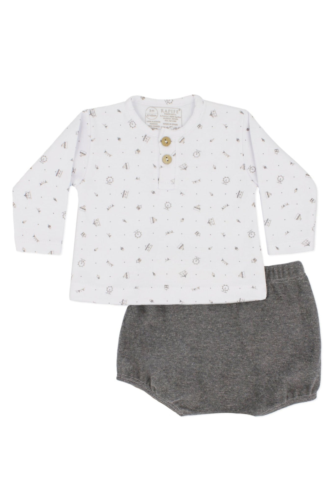 Rapife "Asher" Grey Fairground Print Top & Jam Pants - Millie and John