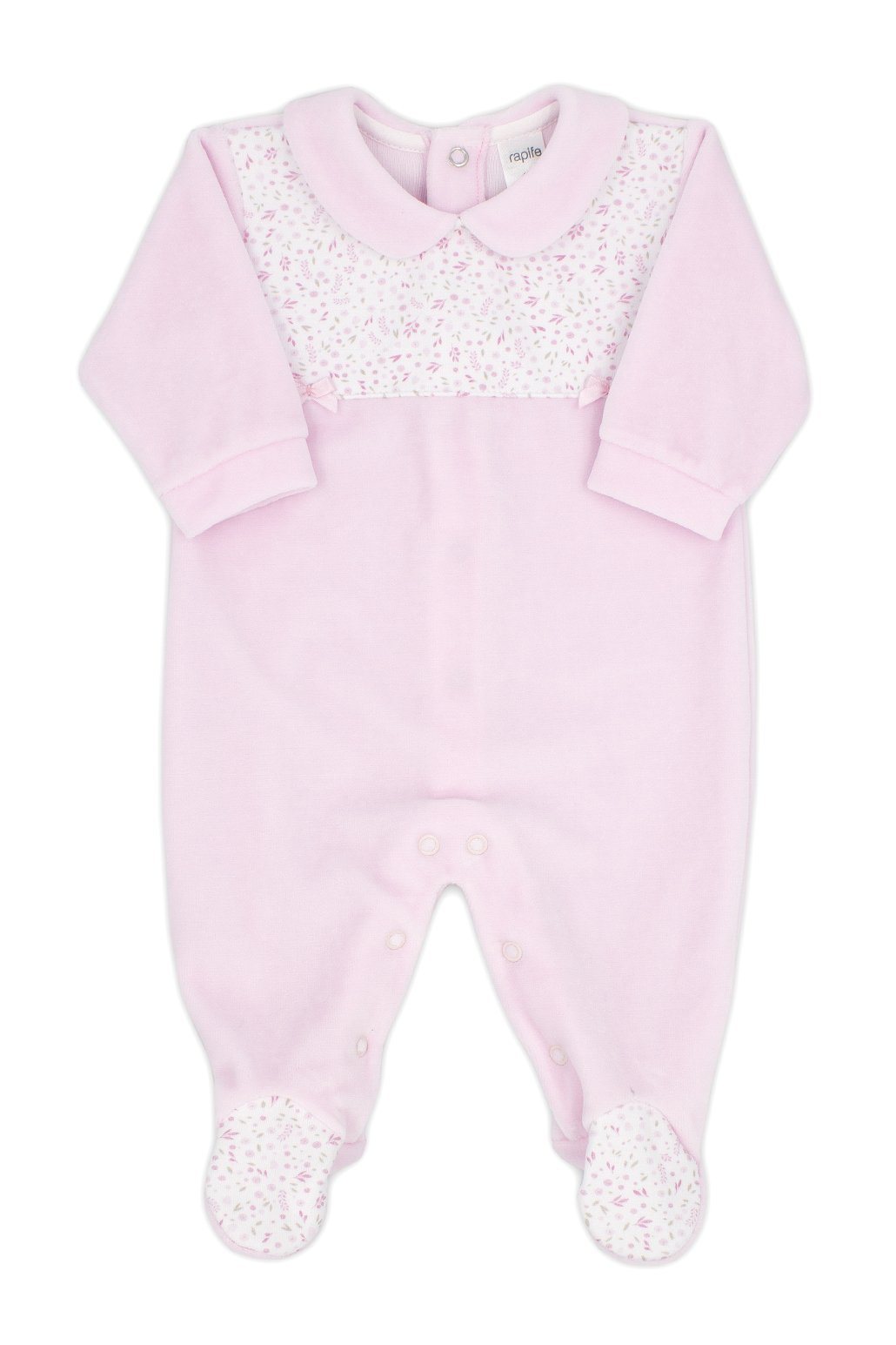 Rapife "Iris" Pink Velour Ditsy Floral Sleepsuit - Millie and John