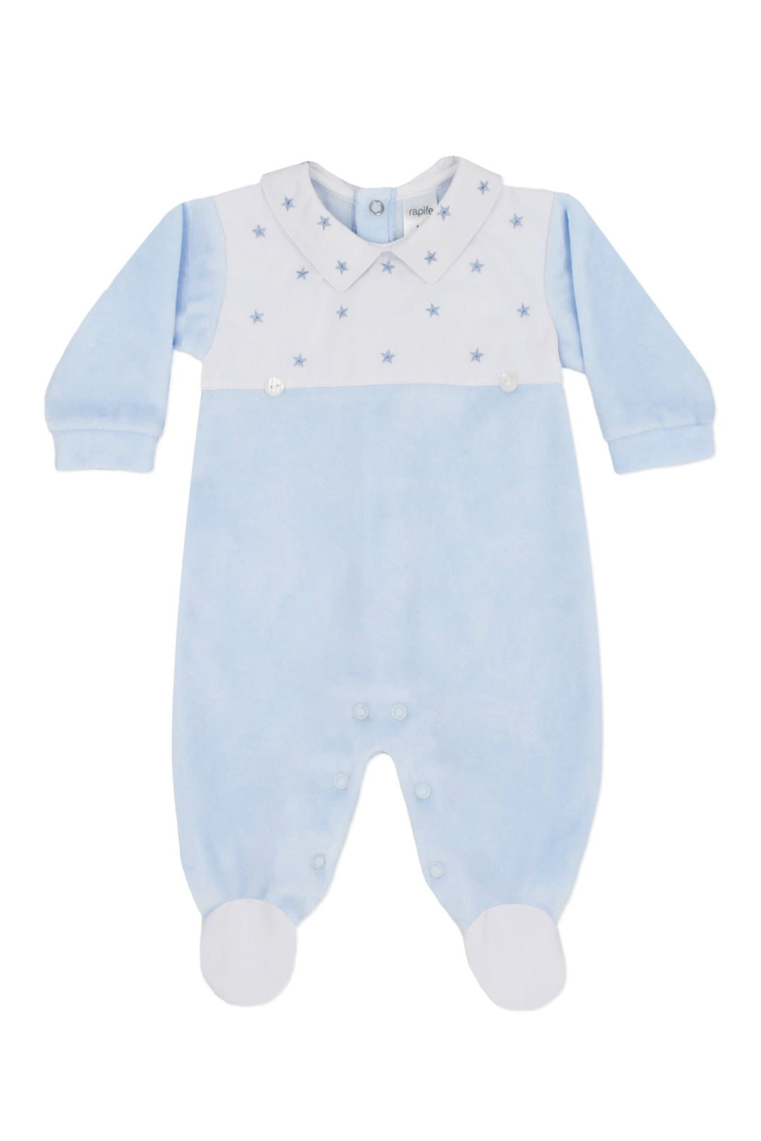 Rapife "Jenson" Blue Velour Star Sleepsuit - Millie and John