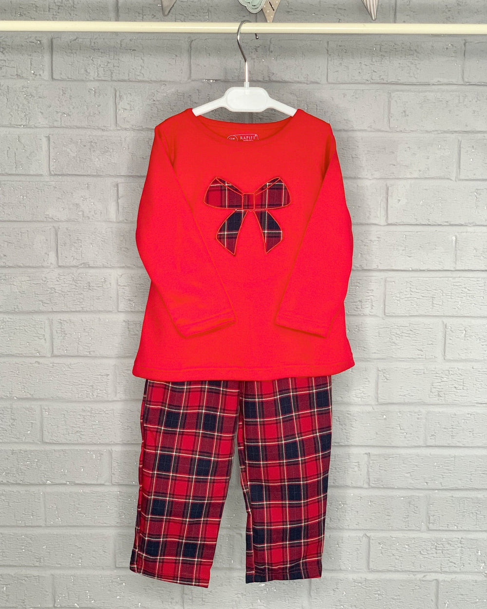 Rapife Red Tartan Bow Pyjamas - Millie and John