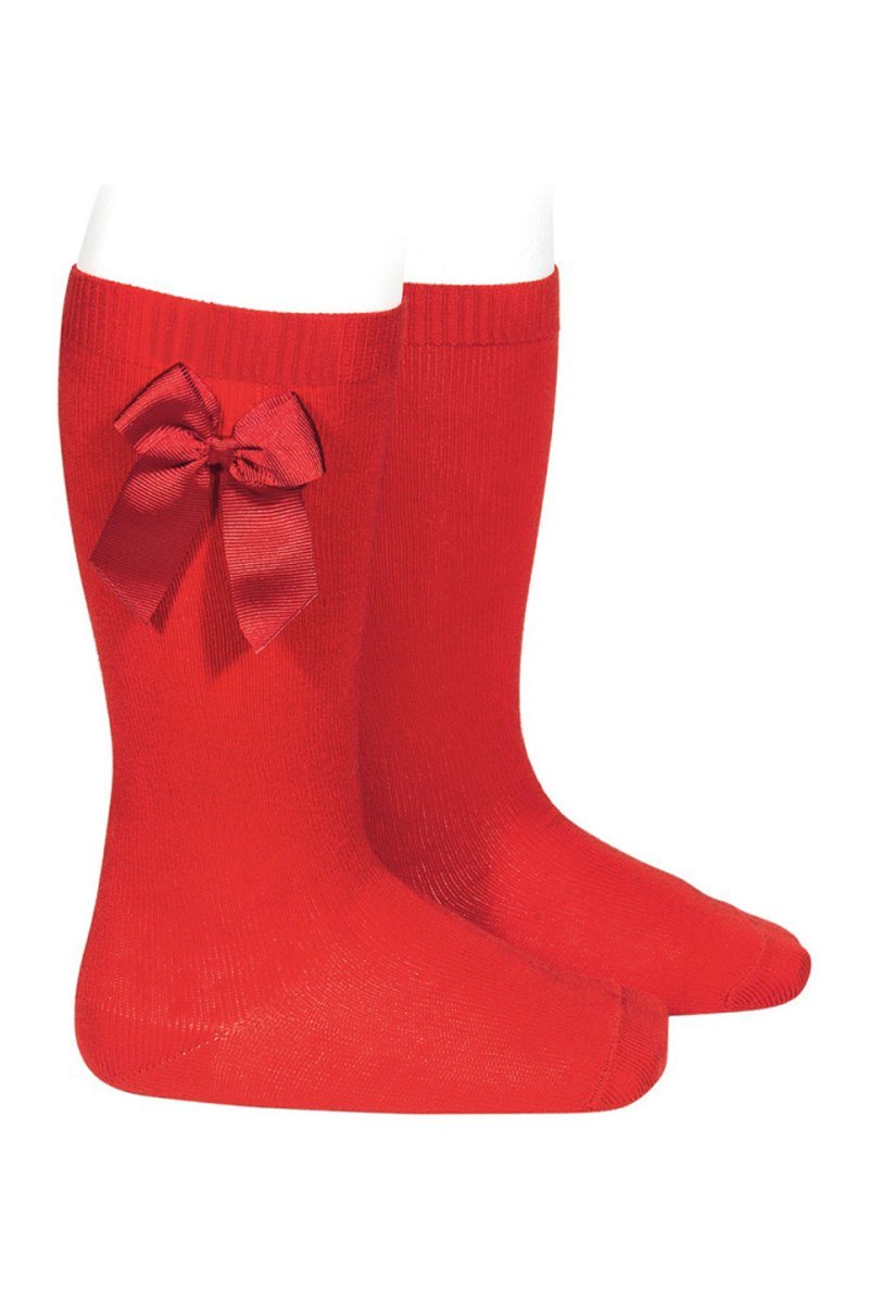 Condor Red Grosgrain Bow Knee High Socks | Millie and John