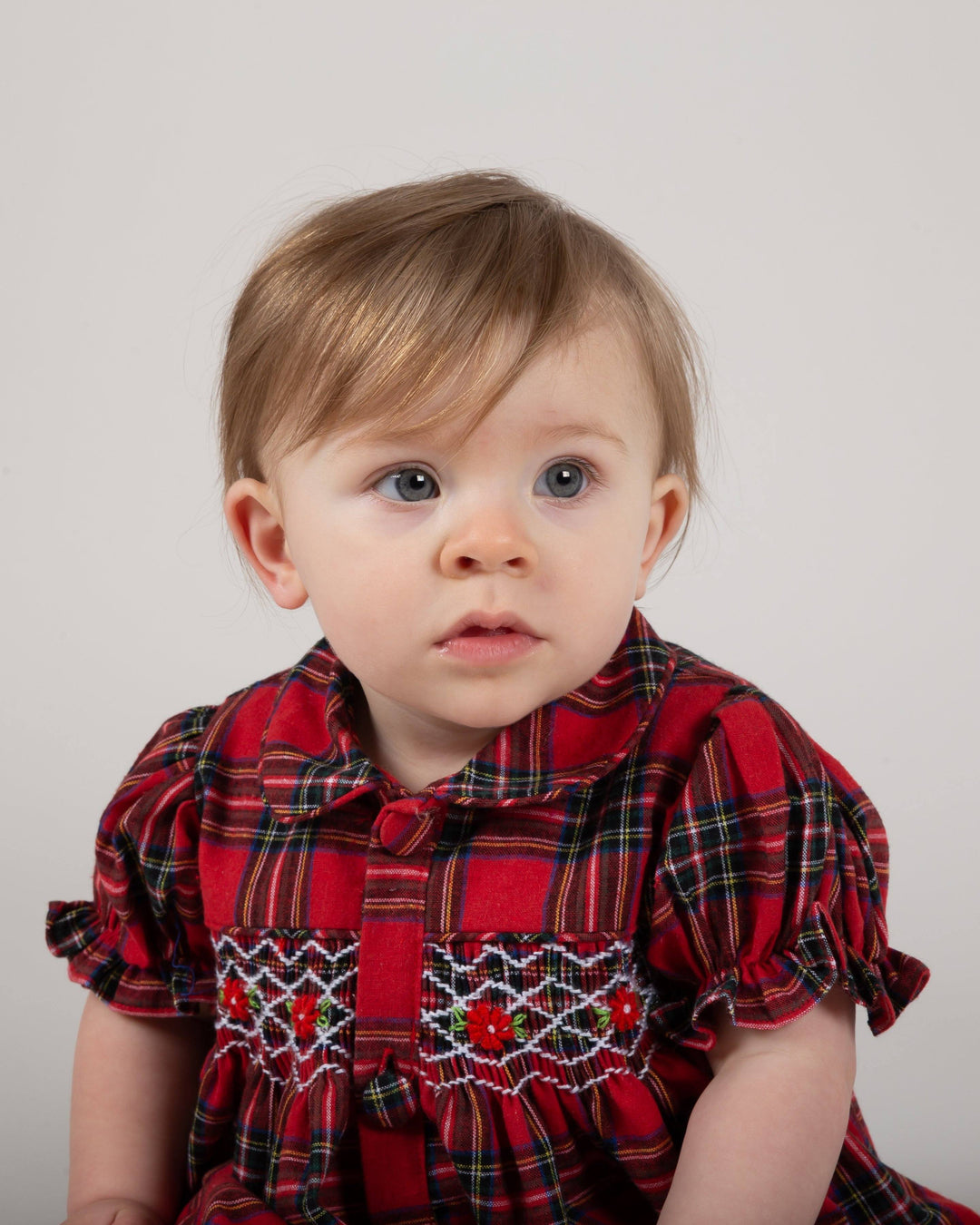 Caramelo Kids Red Tartan Smocked Blouse & Bloomers | Millie and John