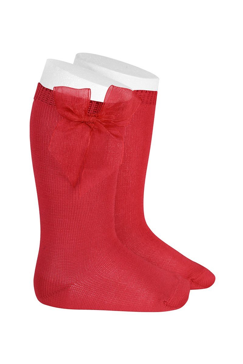 Condor Red Tulle Bow Knee High Socks | Millie and John