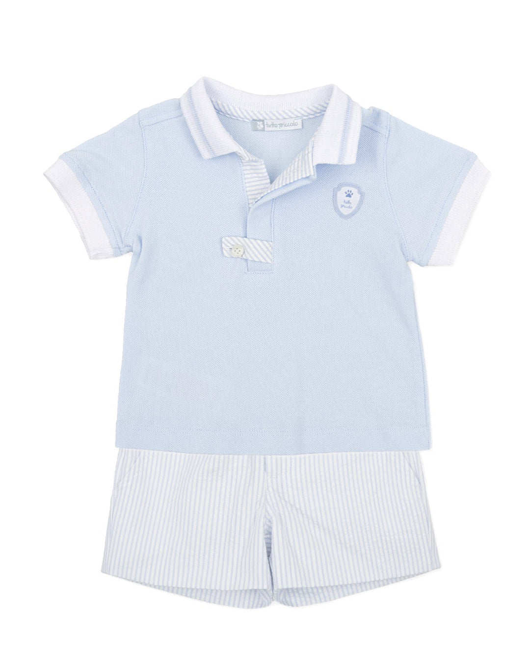Tutto Piccolo "Ronan" Blue Polo Shirt & Striped Shorts | Millie and John