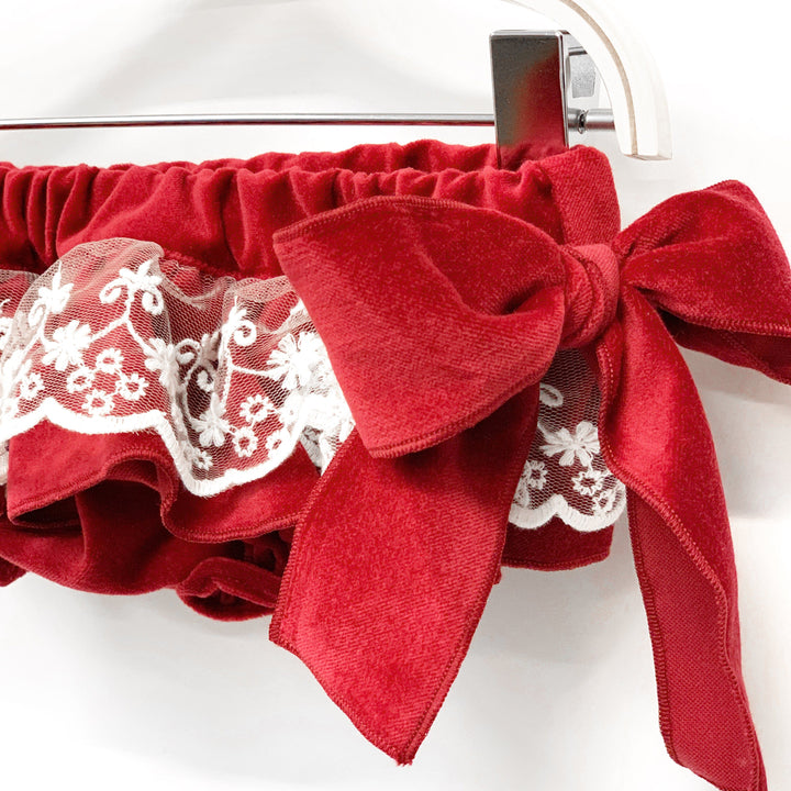 Phi Ruby Red Lace Velvet Bloomers | Millie and John