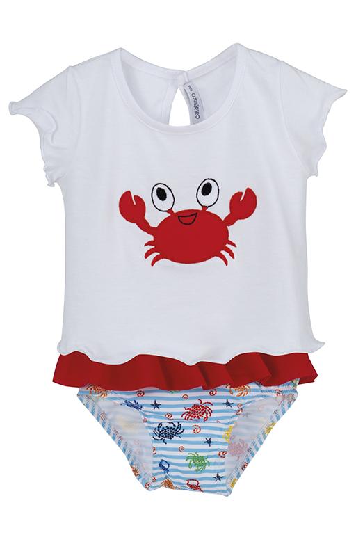 Calamaro "Rylee" Blue & Red Crab Swimwear | Millie and John