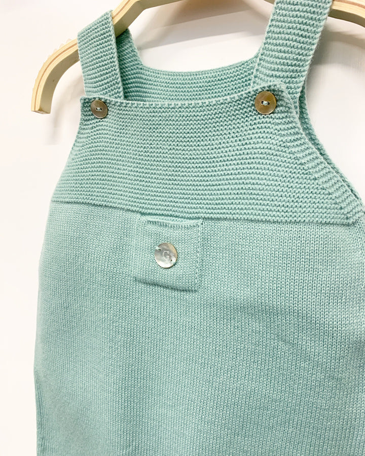 Granlei Sage Green Knitted Dungarees | Millie and John